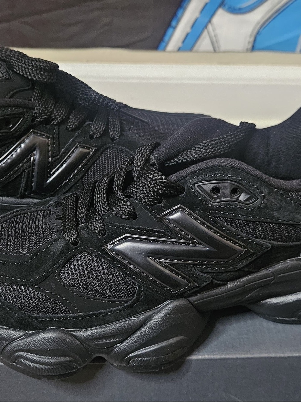 New Balance Men's All-Black Mesh & Leather Athletic Sneakers